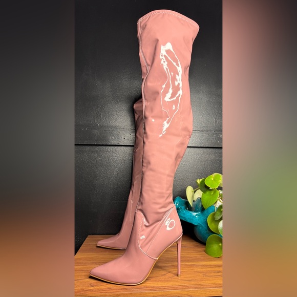 Steve Madden Viktory Over the Knee Boots Patent Leather Dominatrix | Size 8.5 - Picture 7 of 12